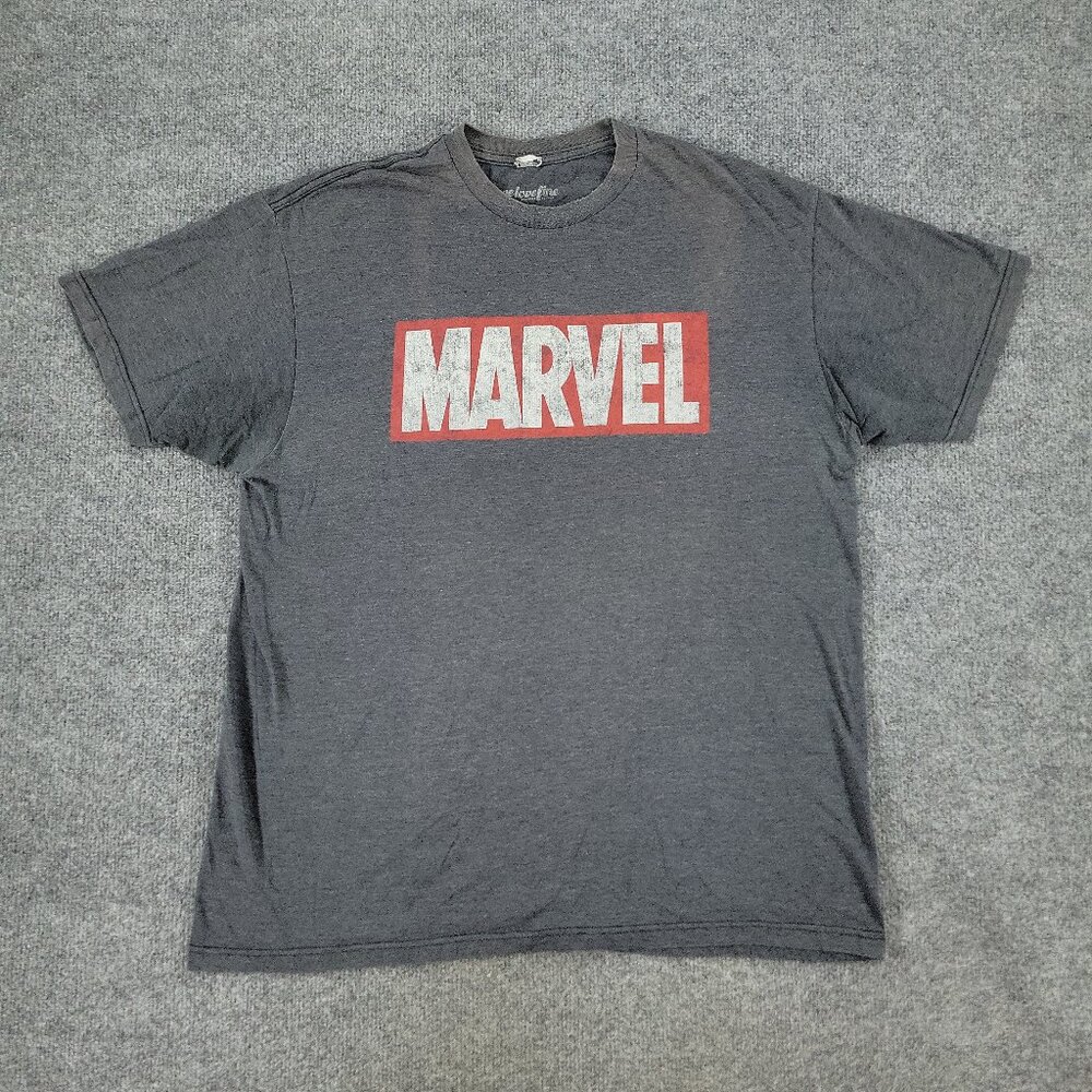 Marvel Comics Shirt Men's XL Gray Logo Graphic Tee Crew Neck Short Sleeve Adult